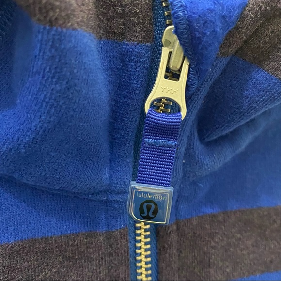 LULULEMON Men’s Scuba Blue Stripe Full Zip Hoodie Size Large - Picture 6 of 11